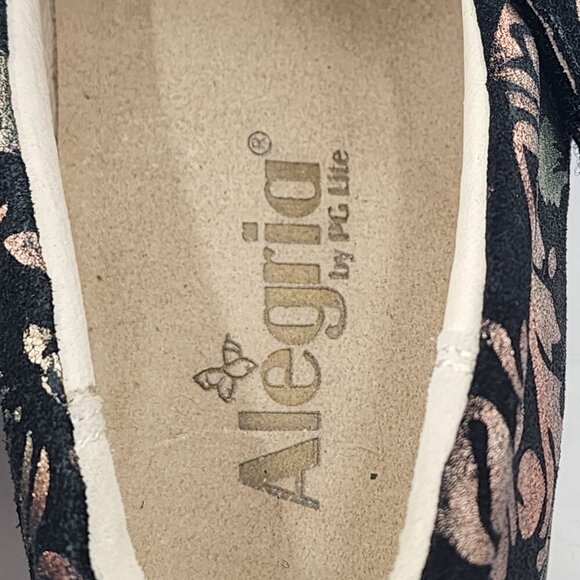 ALEGRIA Lauryn Metallic Floral Suede Slip On Shoes - Picture 9 of 10
